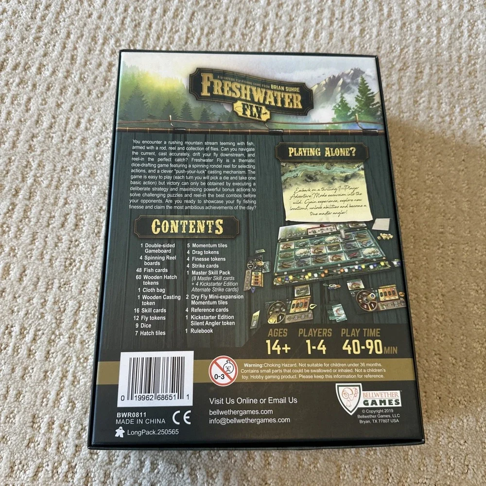 Freshwater Fly Fishing Board Game complete Bellwether Games 2019 Unplayed